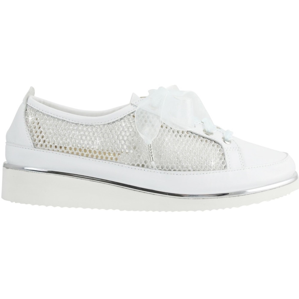 Ron White Novalee Mesh Lace Up Sneaker Silver Sz 7 (37.5) - Picture 2 of 13